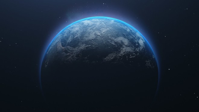 Vista parcial del planeta tierra en el espacio exterior.